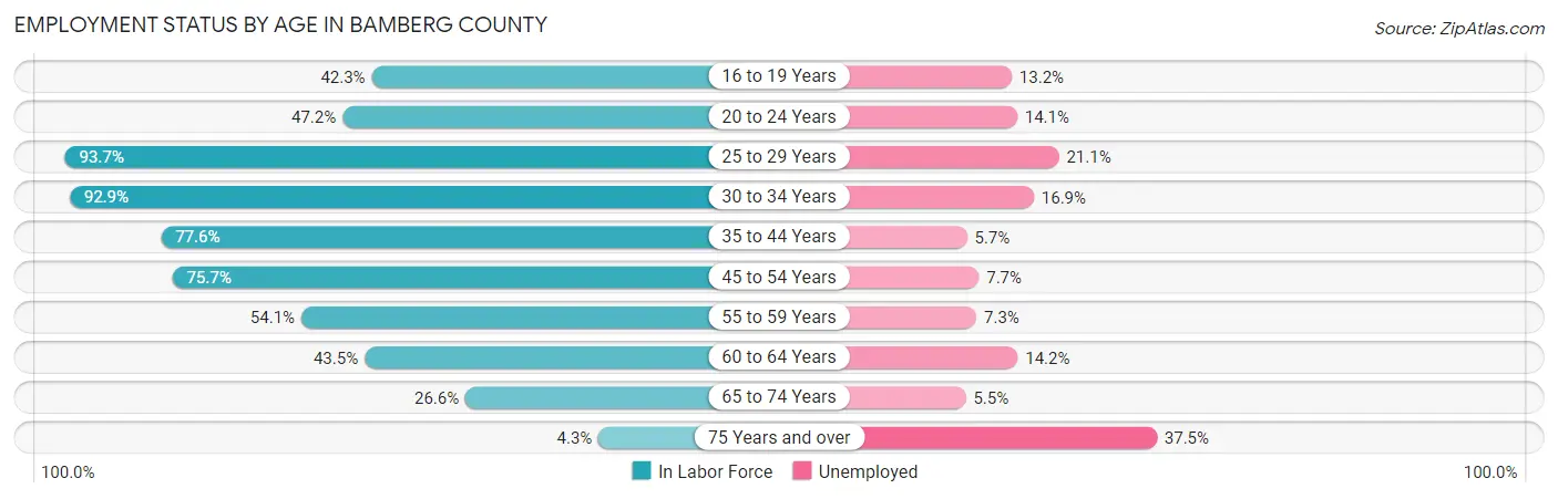 Employment Status by Age in Bamberg County