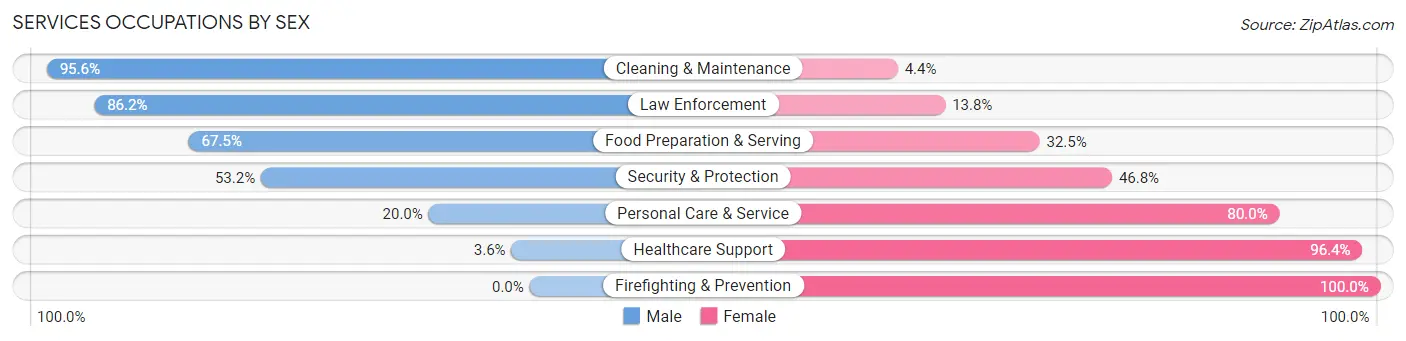 Services Occupations by Sex in Bamberg County
