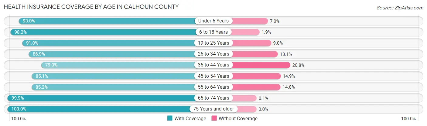 Health Insurance Coverage by Age in Calhoun County