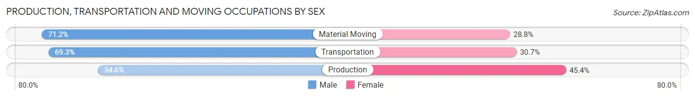 Production, Transportation and Moving Occupations by Sex in Fairfield County