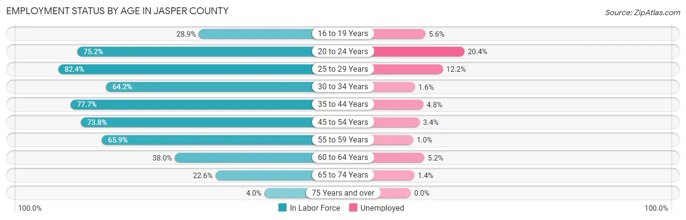 Employment Status by Age in Jasper County