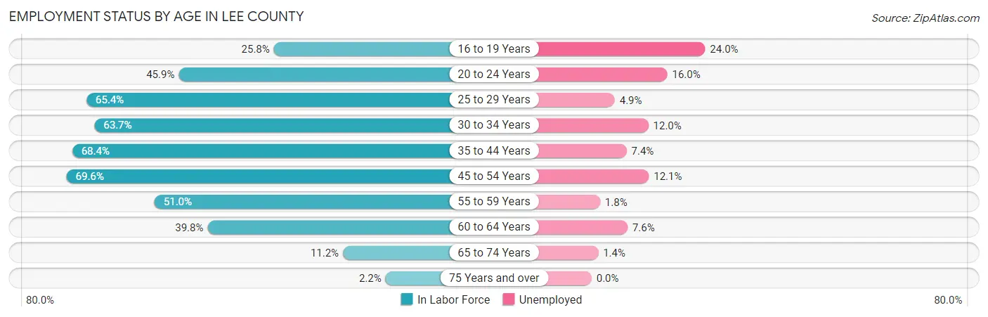 Employment Status by Age in Lee County