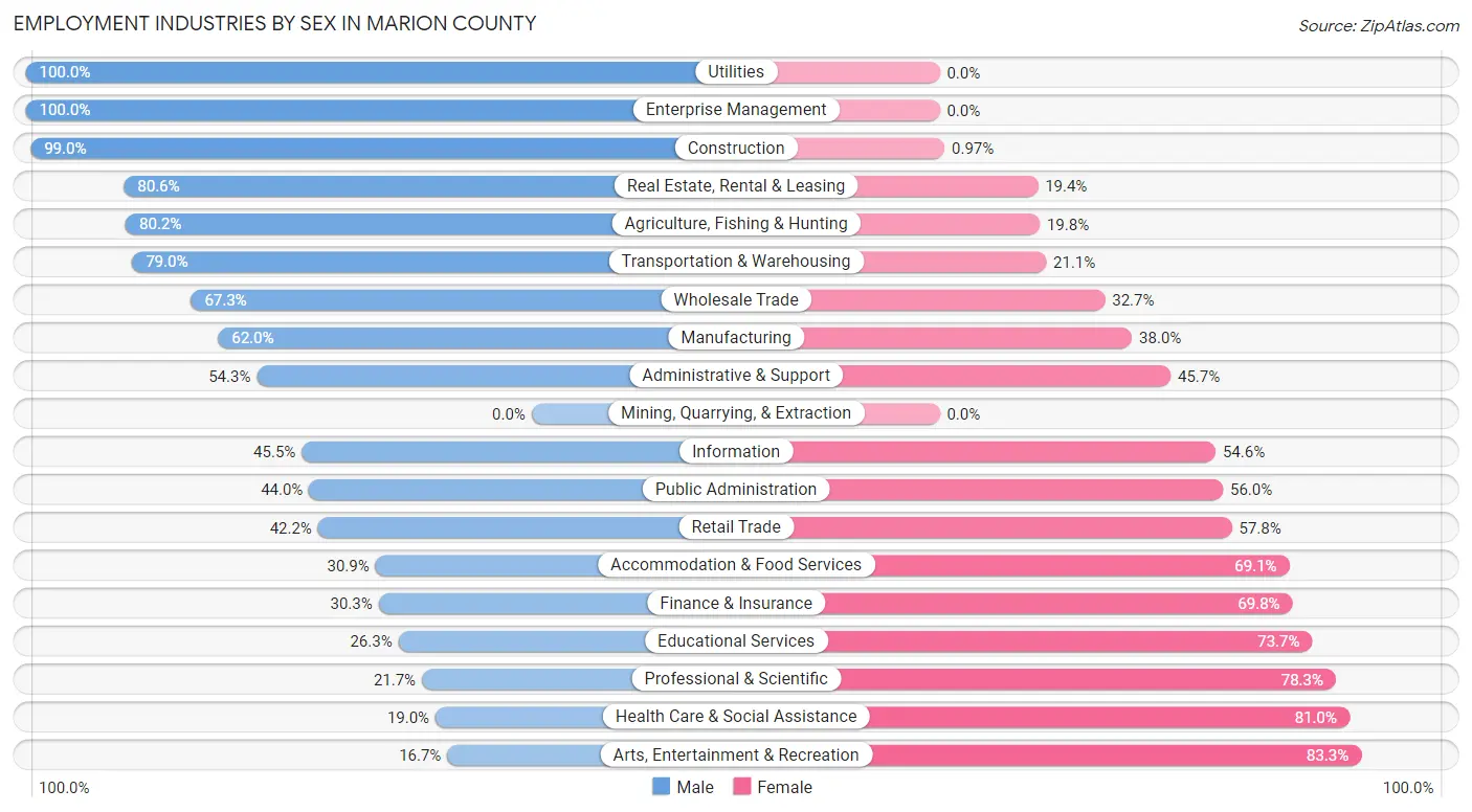 Employment Industries by Sex in Marion County