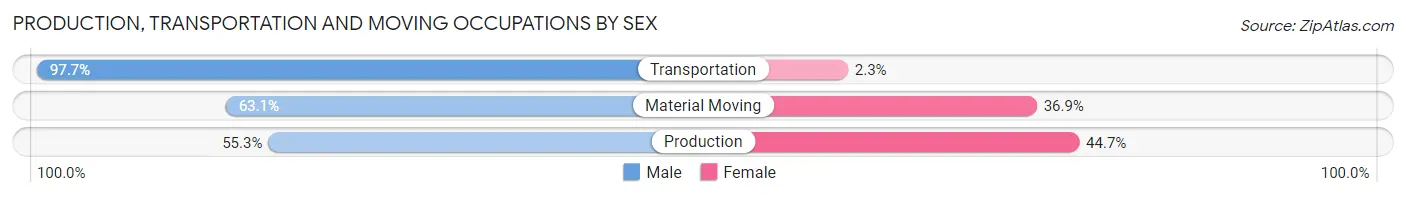 Production, Transportation and Moving Occupations by Sex in Marion County