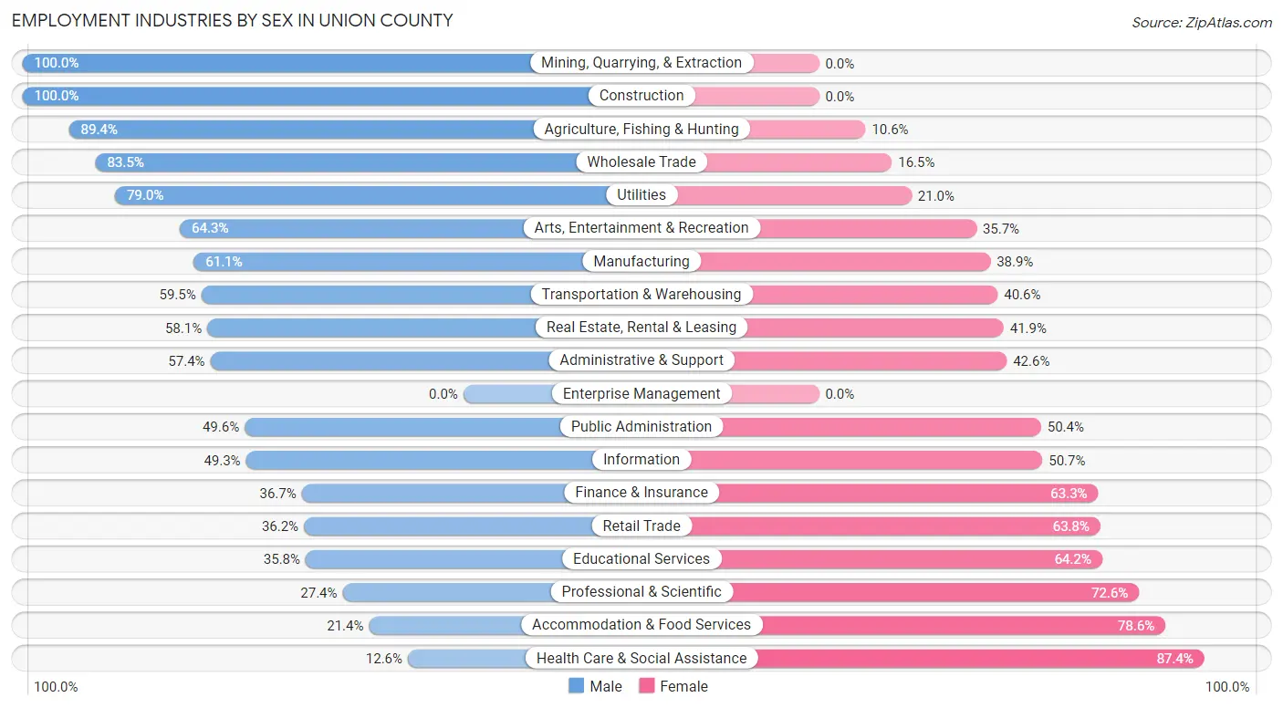 Employment Industries by Sex in Union County