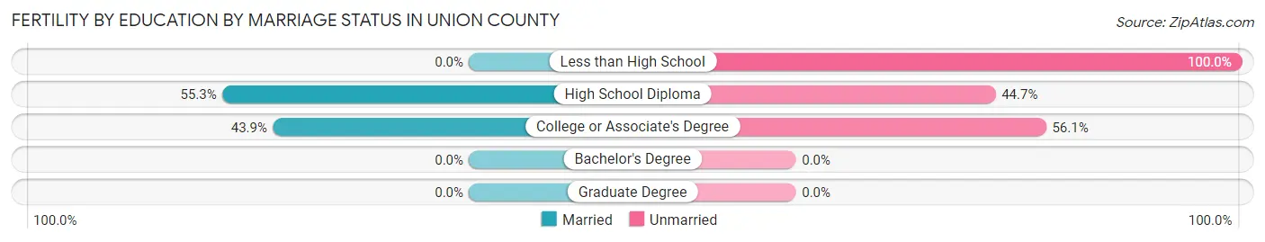 Female Fertility by Education by Marriage Status in Union County