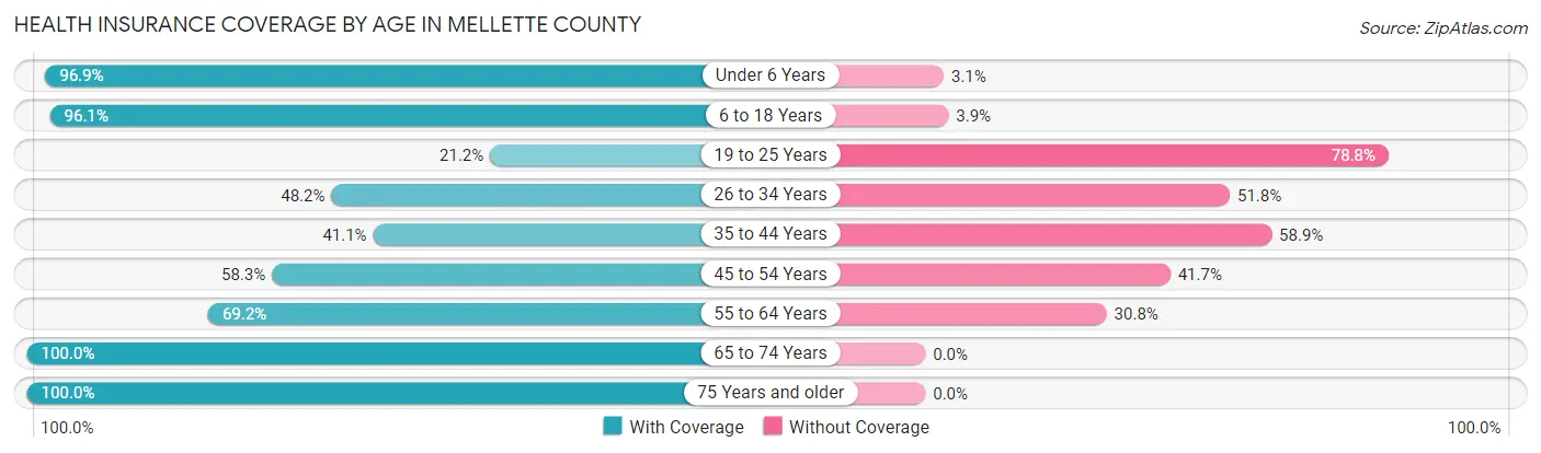 Health Insurance Coverage by Age in Mellette County