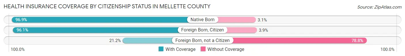 Health Insurance Coverage by Citizenship Status in Mellette County