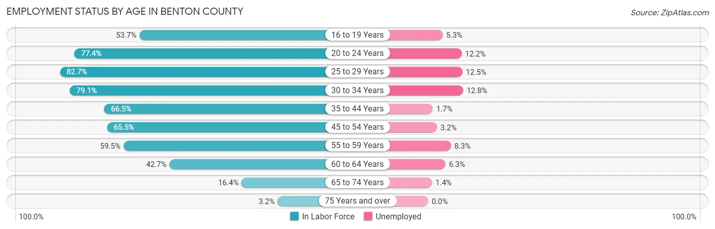 Employment Status by Age in Benton County