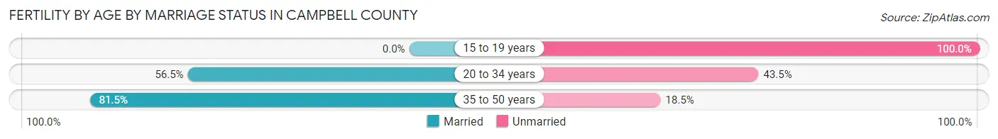 Female Fertility by Age by Marriage Status in Campbell County