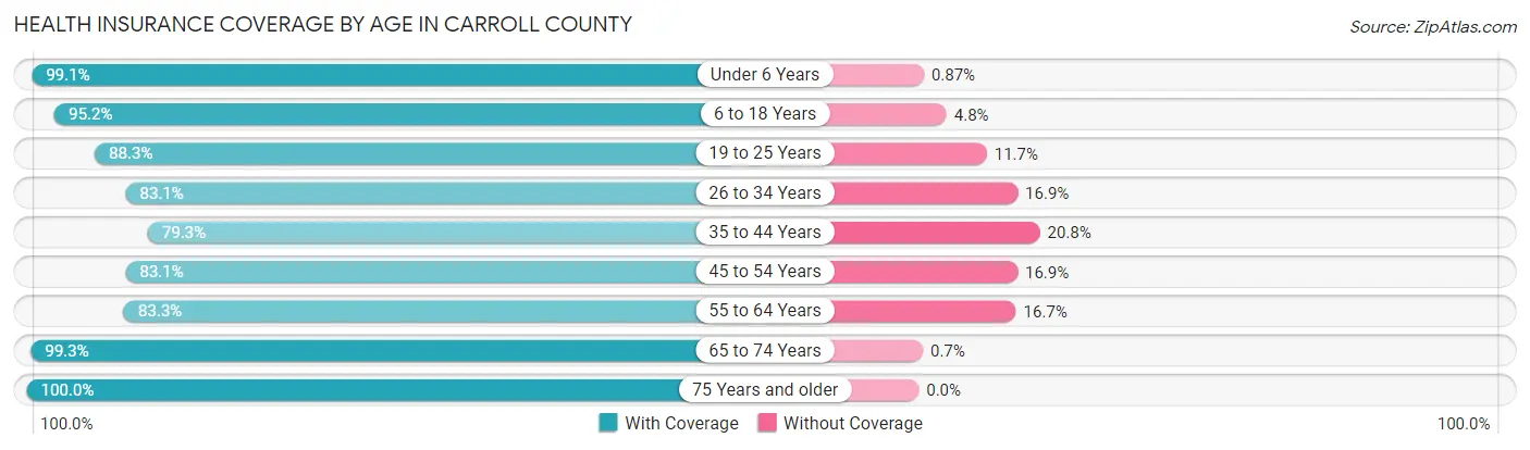 Health Insurance Coverage by Age in Carroll County