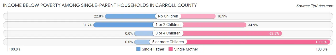 Income Below Poverty Among Single-Parent Households in Carroll County