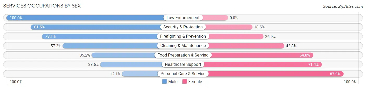 Services Occupations by Sex in Cheatham County