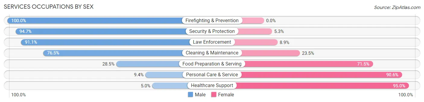 Services Occupations by Sex in Crockett County