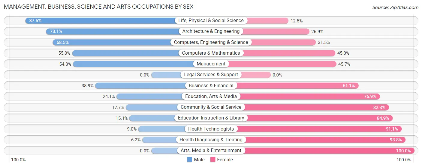 Management, Business, Science and Arts Occupations by Sex in Decatur County