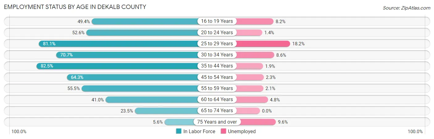 Employment Status by Age in DeKalb County