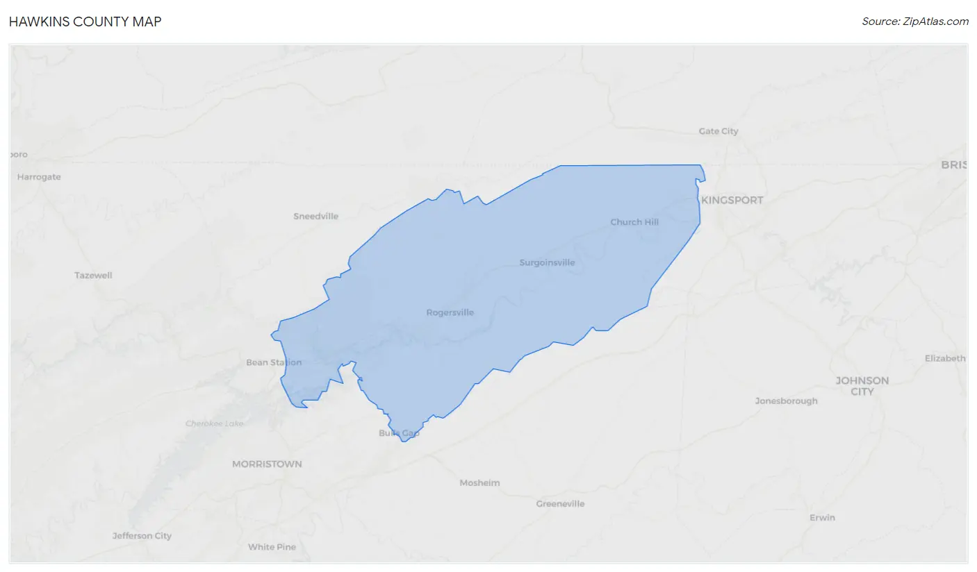 Hawkins County Map