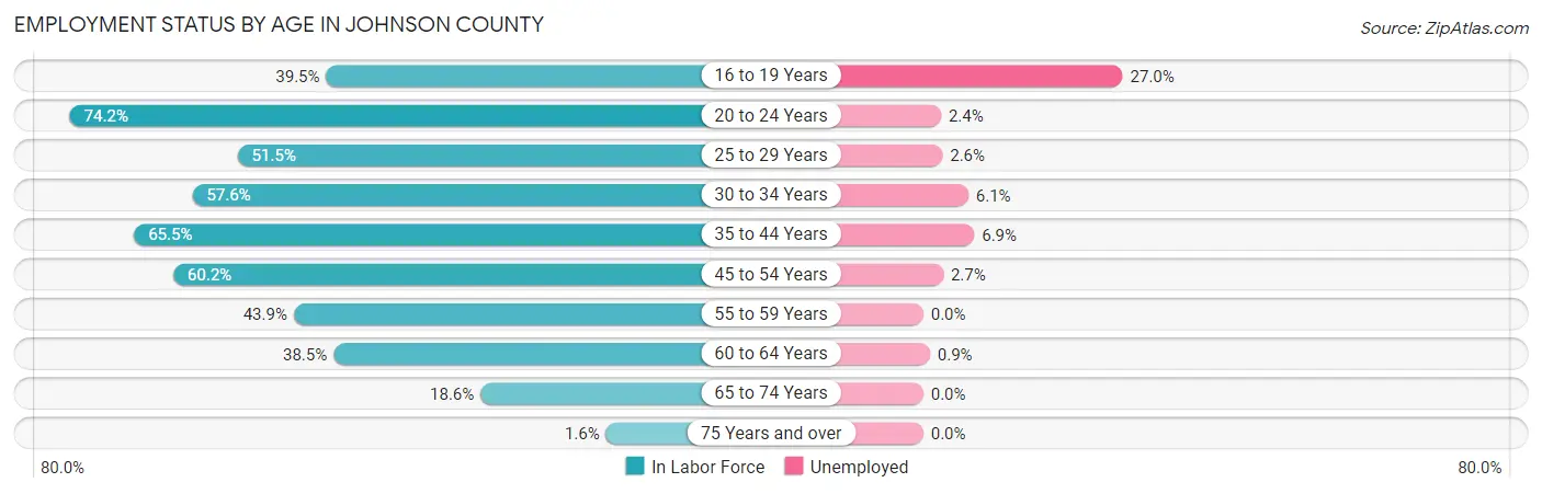 Employment Status by Age in Johnson County