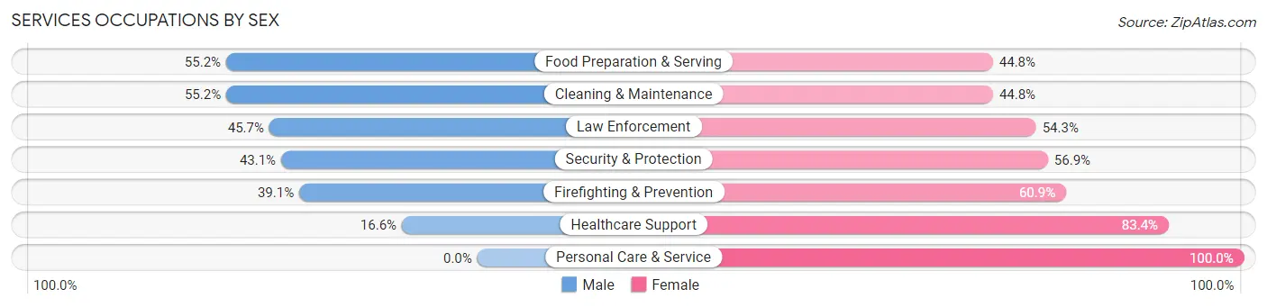 Services Occupations by Sex in Johnson County