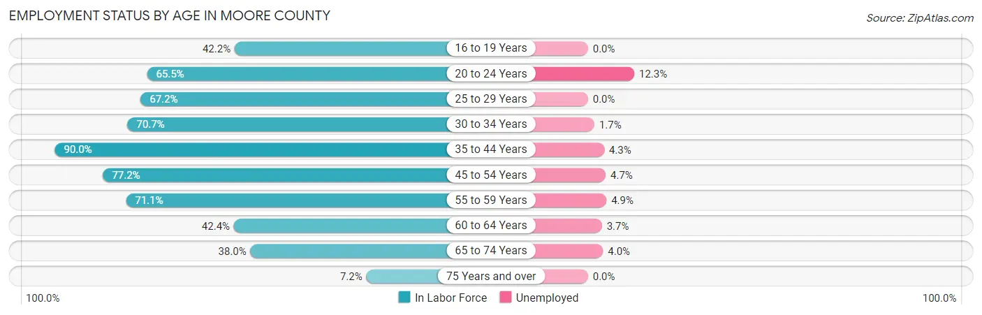 Employment Status by Age in Moore County