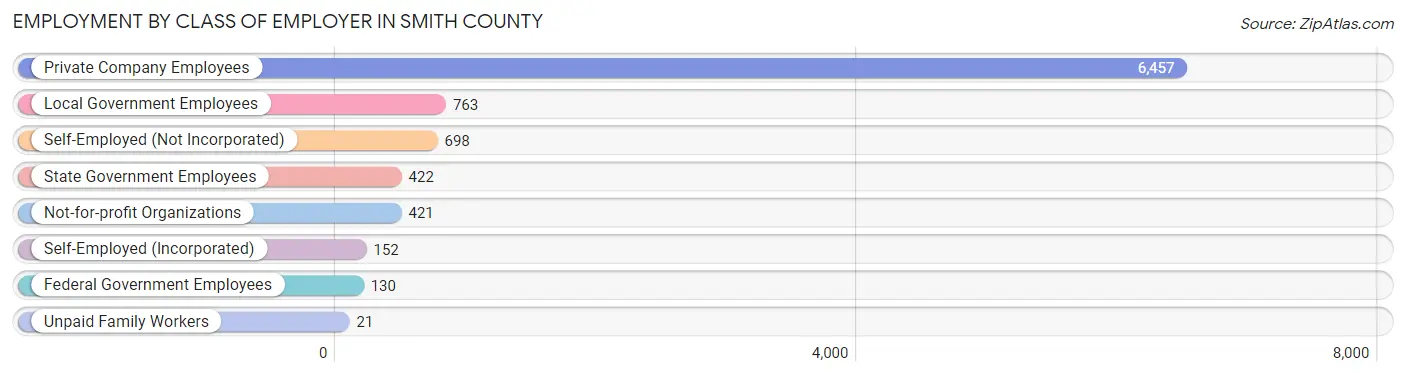 Employment by Class of Employer in Smith County