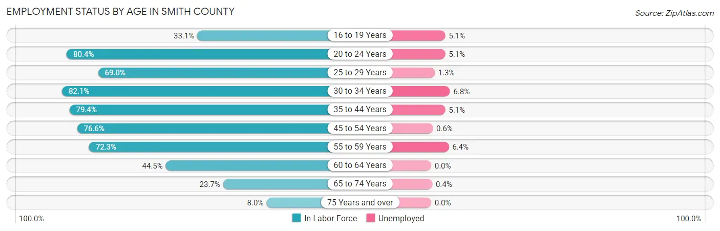 Employment Status by Age in Smith County