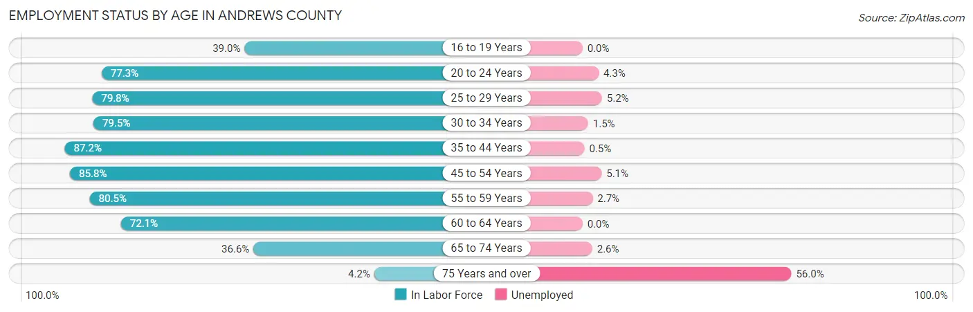 Employment Status by Age in Andrews County
