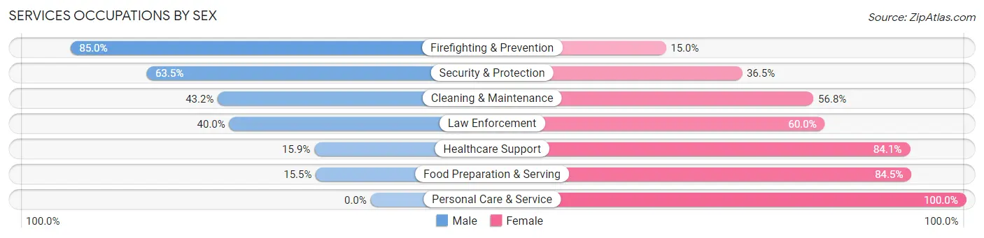 Services Occupations by Sex in Andrews County
