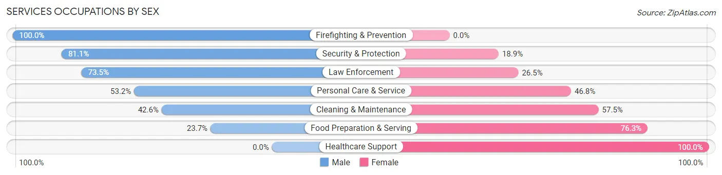 Services Occupations by Sex in Aransas County
