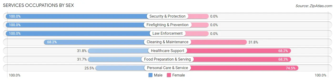 Services Occupations by Sex in Archer County