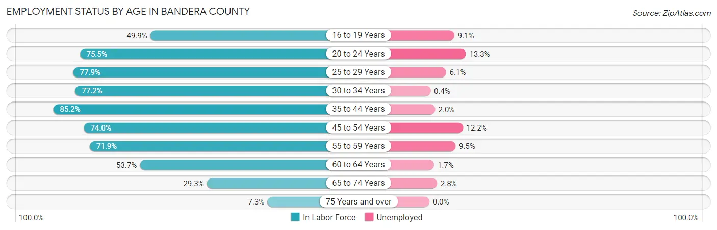 Employment Status by Age in Bandera County