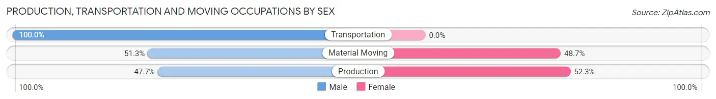 Production, Transportation and Moving Occupations by Sex in Baylor County
