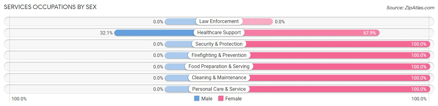 Services Occupations by Sex in Baylor County