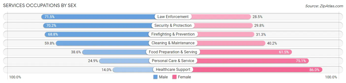 Services Occupations by Sex in Bell County