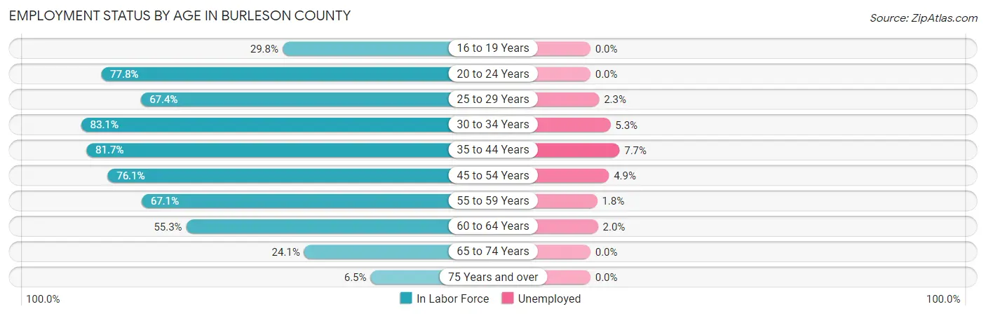 Employment Status by Age in Burleson County