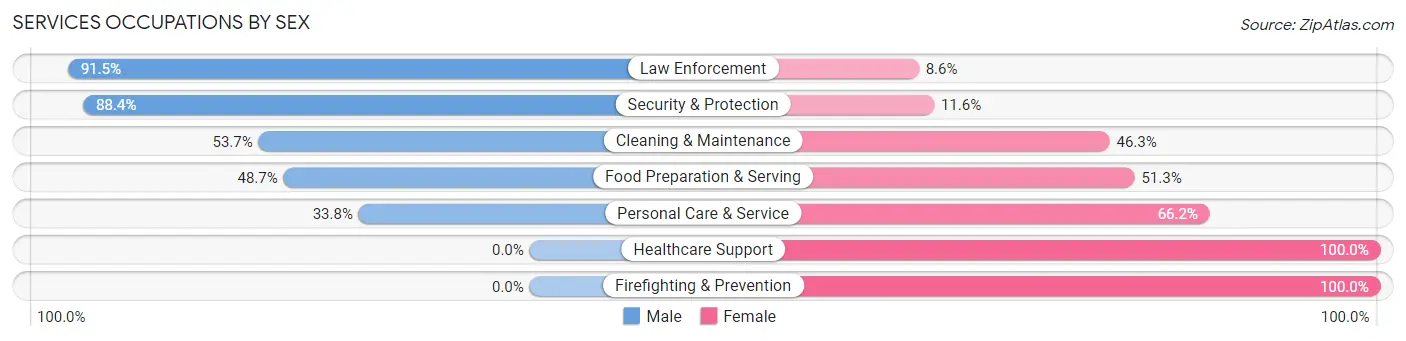 Services Occupations by Sex in Burleson County