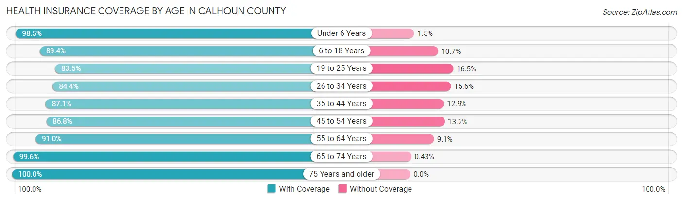 Health Insurance Coverage by Age in Calhoun County