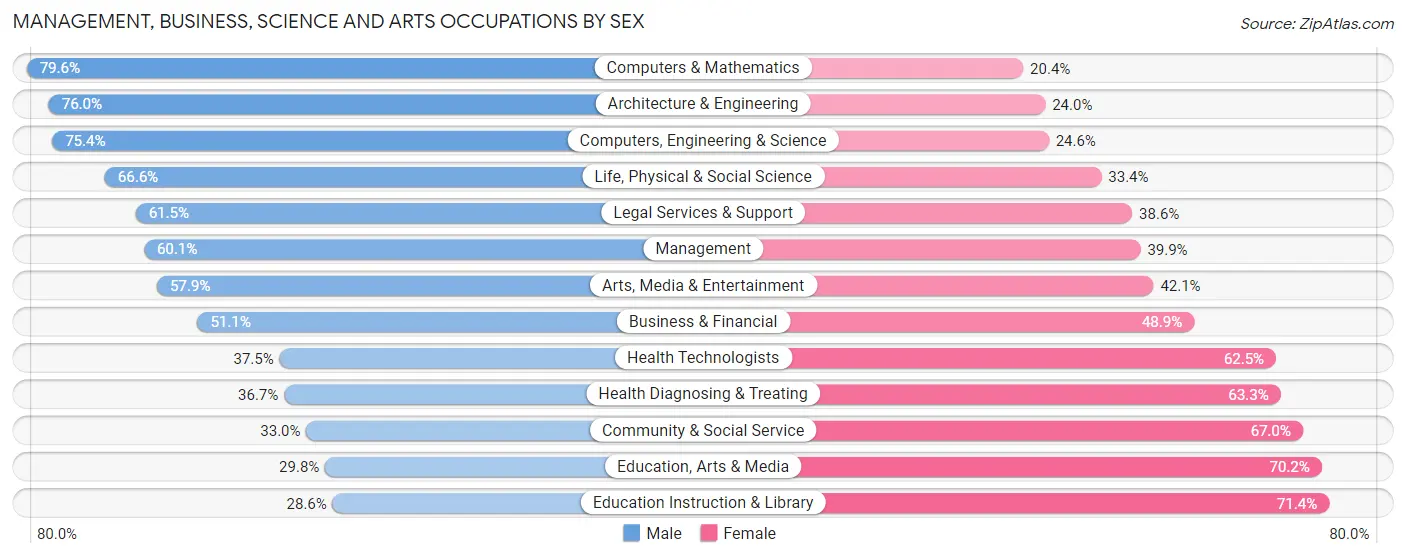 Management, Business, Science and Arts Occupations by Sex in Cameron County