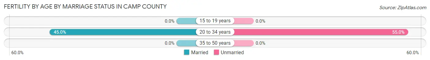 Female Fertility by Age by Marriage Status in Camp County