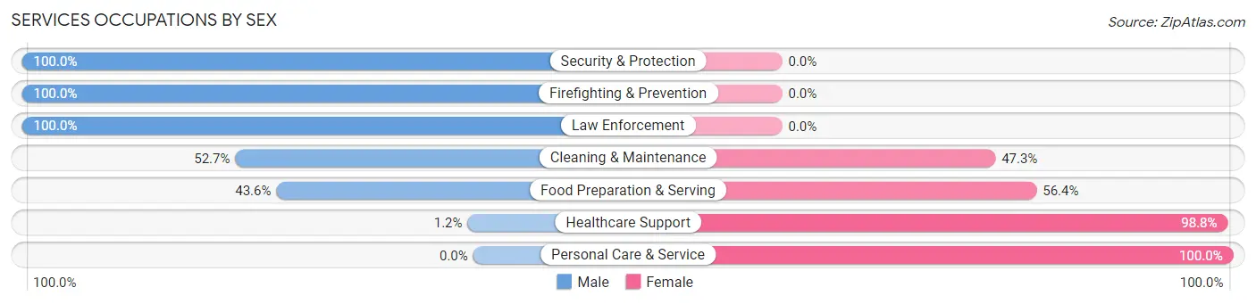 Services Occupations by Sex in Camp County