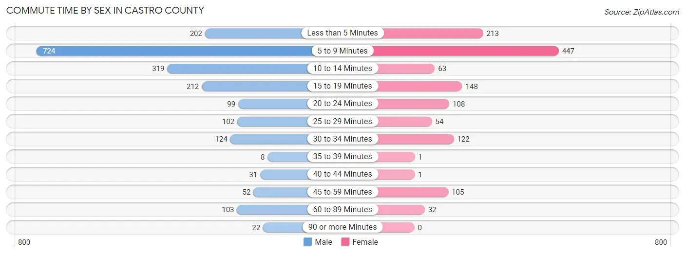 Commute Time by Sex in Castro County