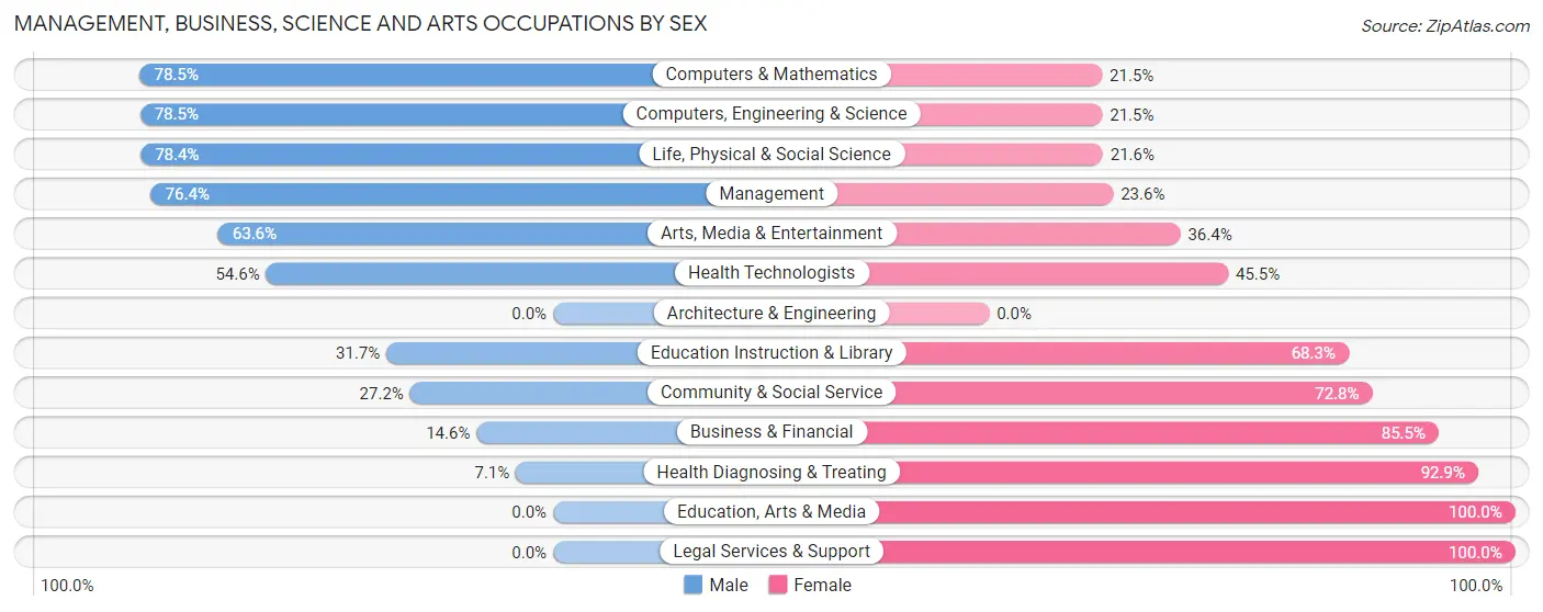 Management, Business, Science and Arts Occupations by Sex in Castro County