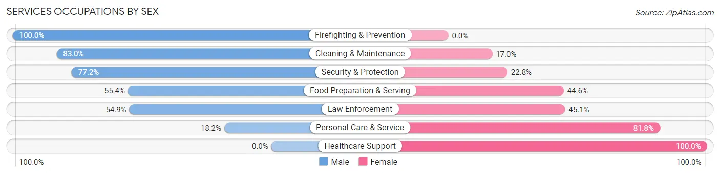 Services Occupations by Sex in Castro County