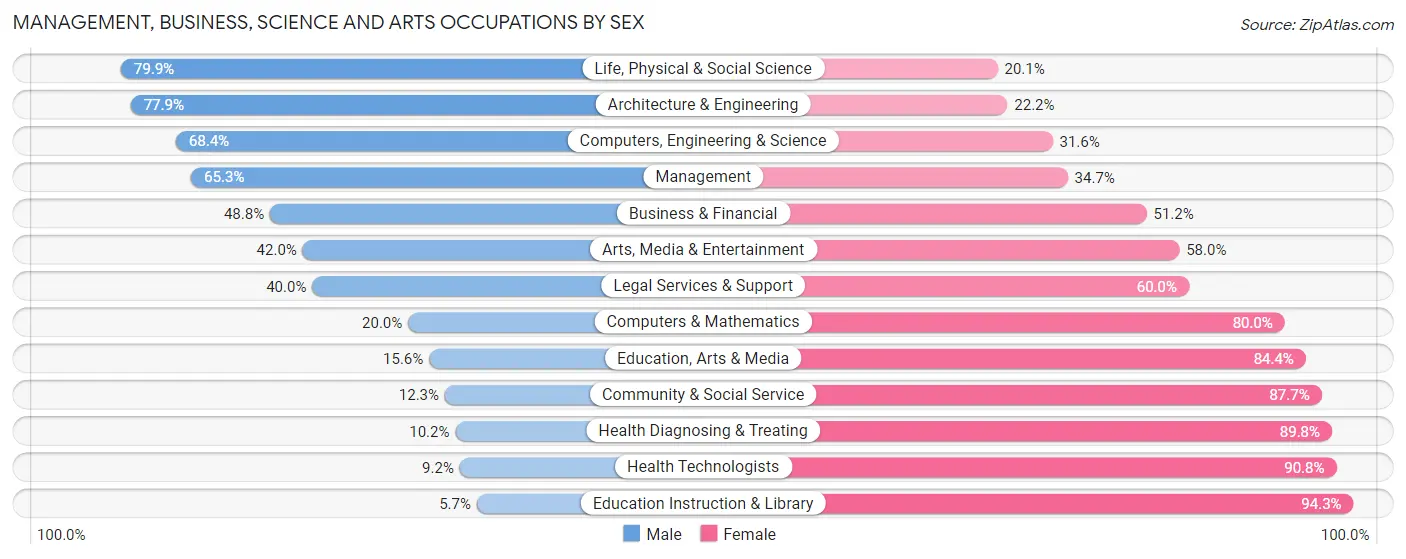 Management, Business, Science and Arts Occupations by Sex in Chambers County