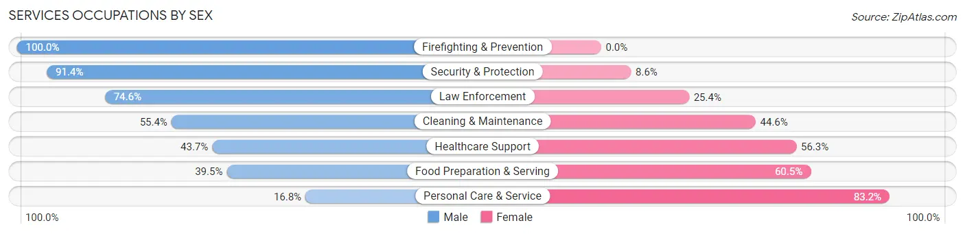 Services Occupations by Sex in Chambers County