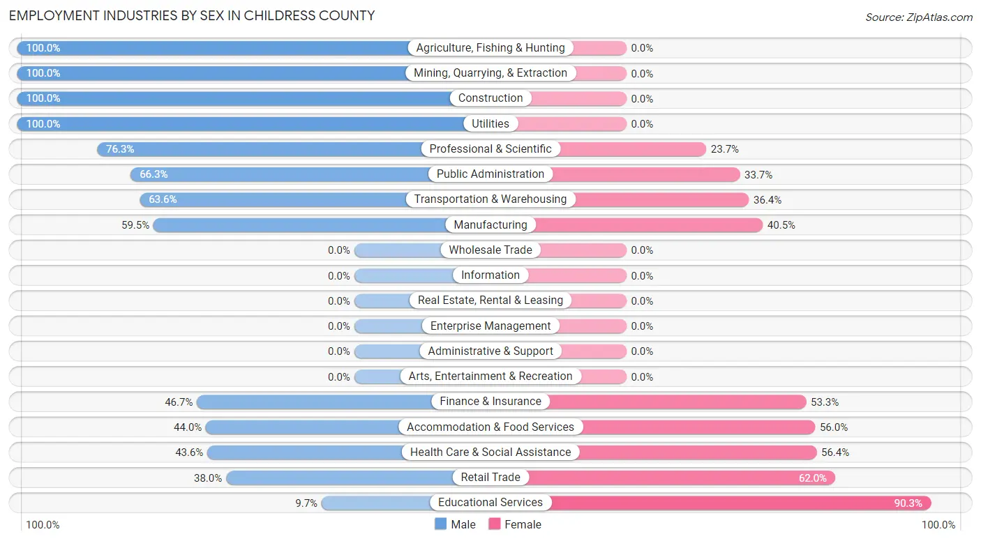 Employment Industries by Sex in Childress County