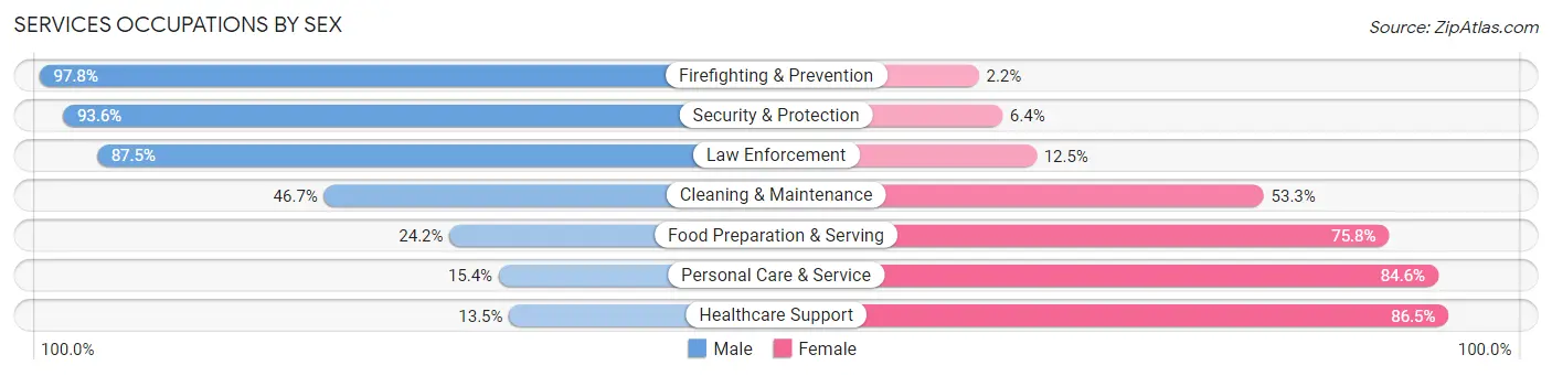 Services Occupations by Sex in Clay County
