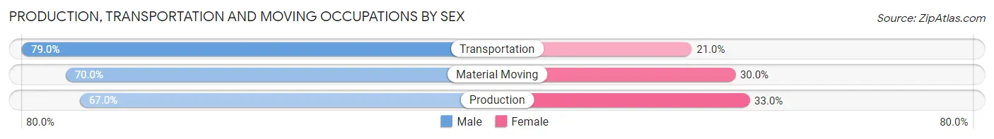 Production, Transportation and Moving Occupations by Sex in Comanche County