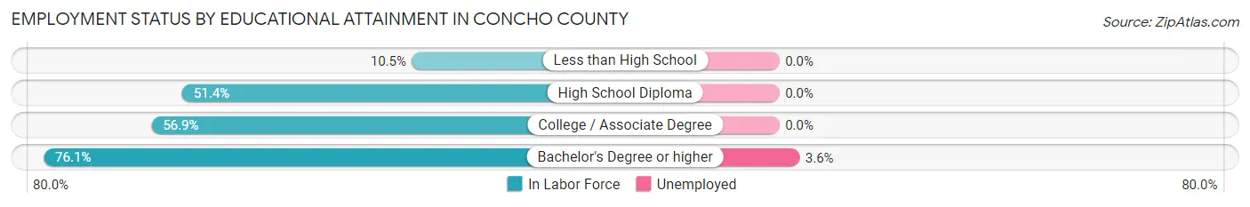 Employment Status by Educational Attainment in Concho County