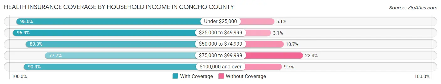 Health Insurance Coverage by Household Income in Concho County
